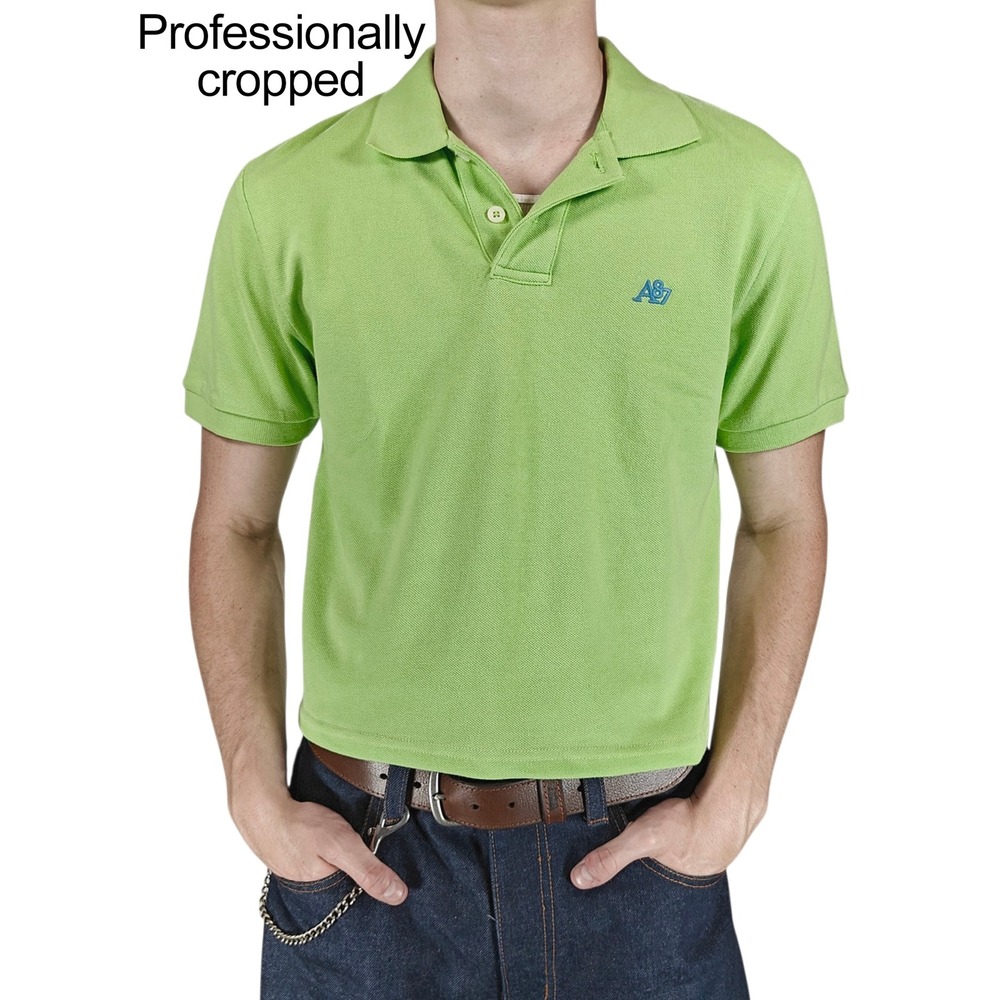 Aeropostale Mens Lime Green A87 Logo Pique Polo Shirt Cropped Hem Small